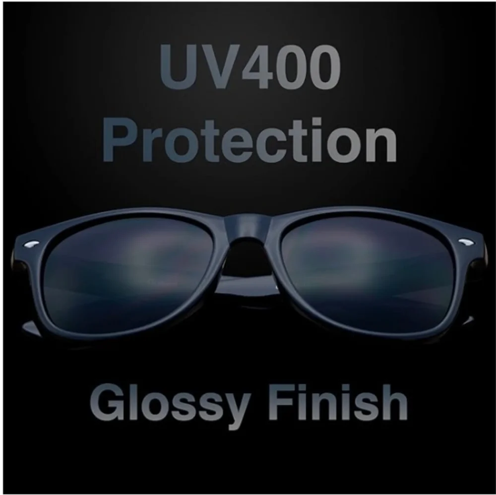 Goson Eyewear Retro Black Gloss Frame UV400 Protection Sunglasses NWT